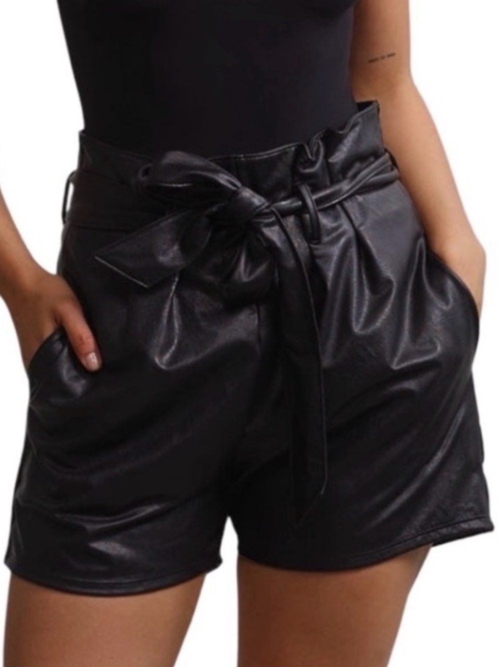 NWT COMMANDO Faux Leather Pull-On Paperbag Shorts